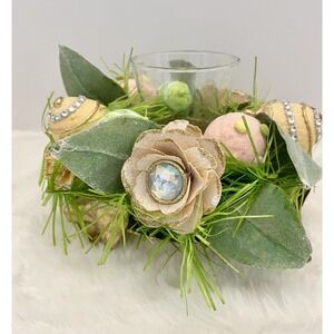 New Easter Capiz Centerpiece Candleholder Dragonfly Egg Decor‎